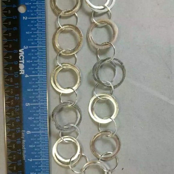 Vintage 925 continuous hoops Sterling silver toggle necklace 32g sterling silver - Picture 12 of 14